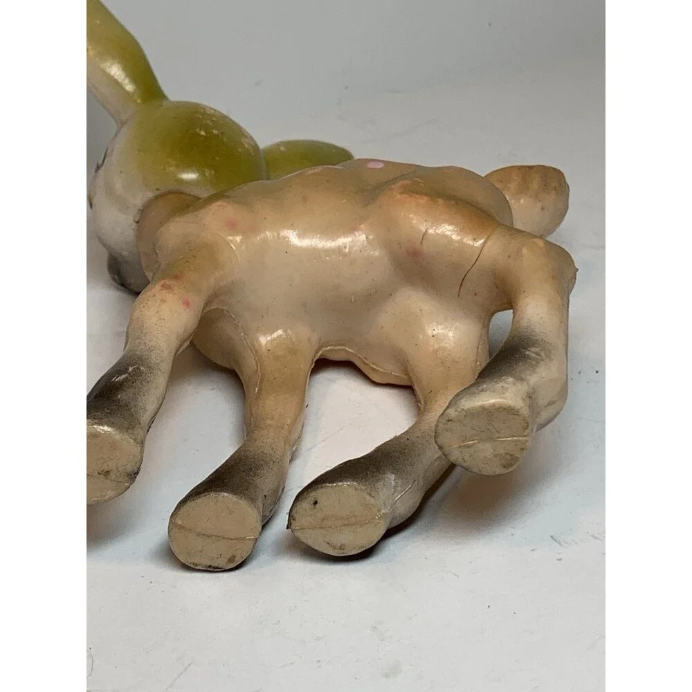 Vintage Christmas Deer Rubber Figure 7” Hong Kong Kitsch MCM Holiday Figure